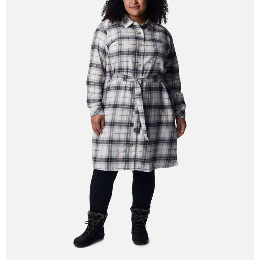 Women's Holly Hideaway Flannel Dress Plus Size Chalk Simple Tartan Columbia Sale