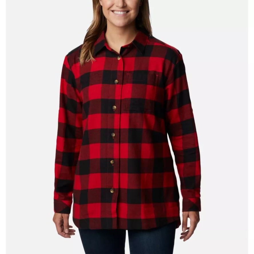 Women's Holly Hideaway Flannel Shirt Red Lily Buffalo Check Columbia Sale