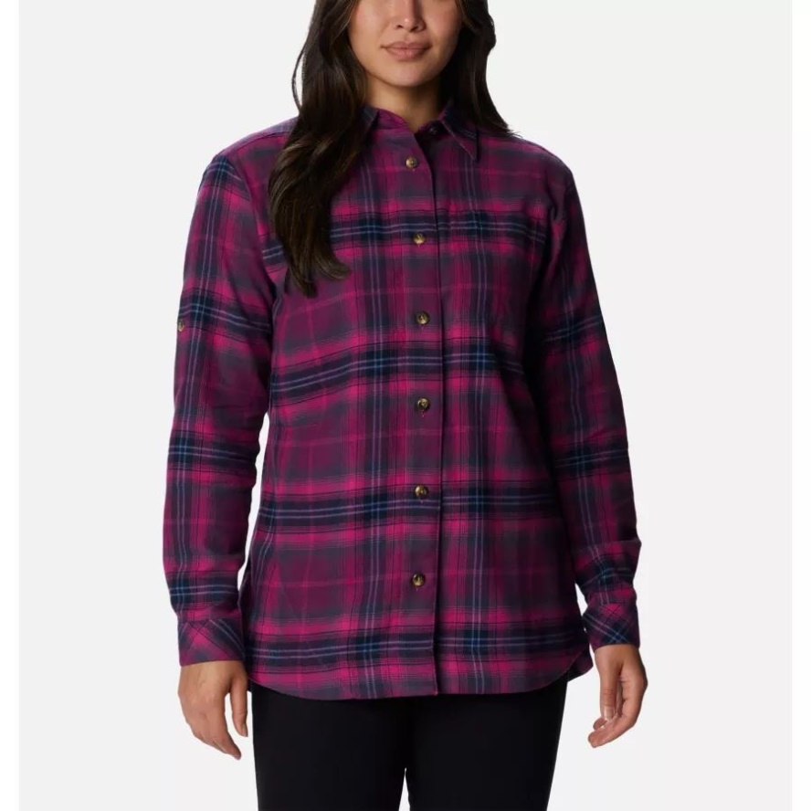 Women's Holly Hideaway Flannel Shirt Wild Fuchsia Multi Tartan Columbia Sale