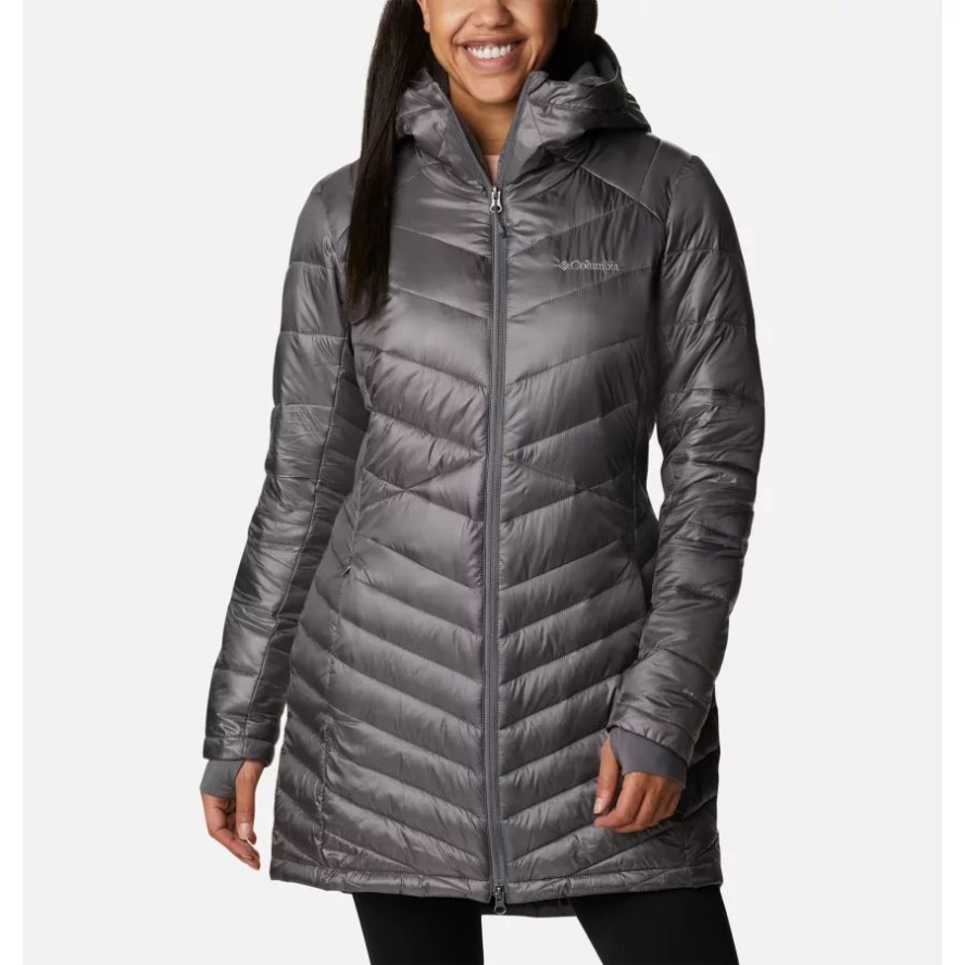 Women's Joy Peak Hooded Mid Insulated Jacket City Grey Columbia Sale