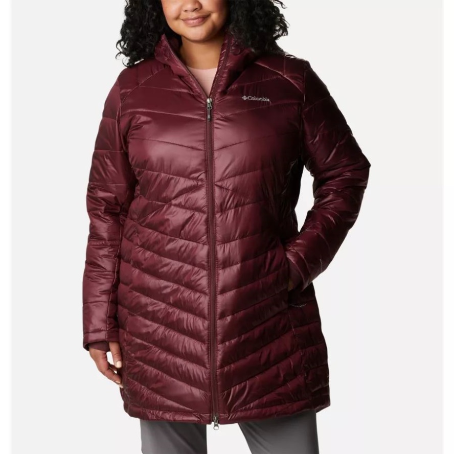 Women's Joy Peak Omni-Heat Infinity Mid Insulated Hooded Jacket Plus Size Malbec Columbia Sale