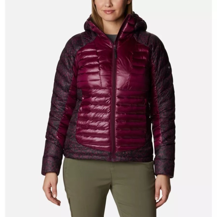 Women's Labyrinth Loop Omni-Heat Infinity Insulated Hooded Jacket Marionberry/Marionberry Terrain Print Columbia Sale