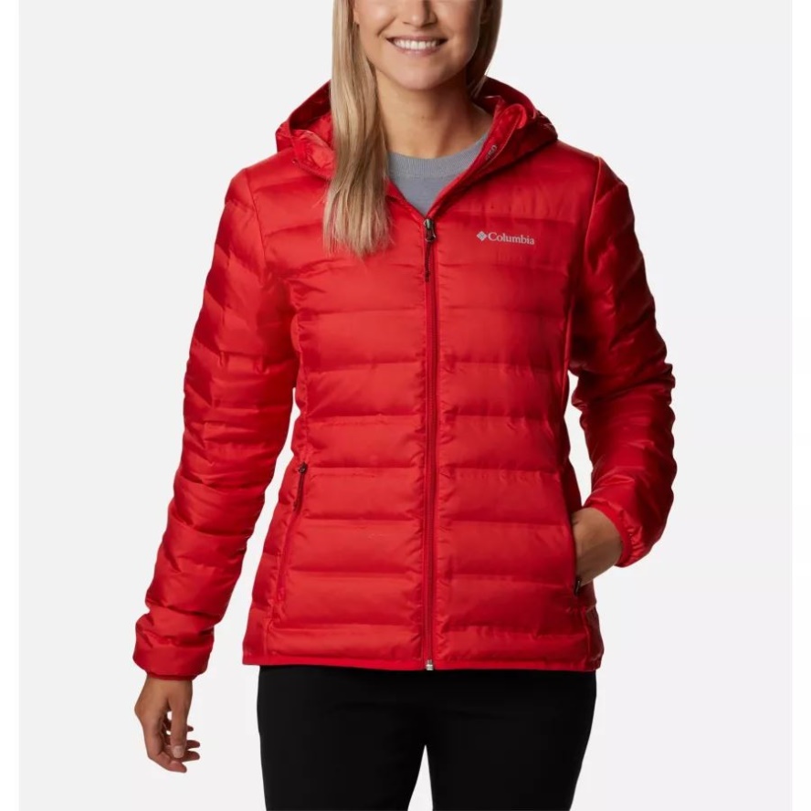 Women's Lake 22 Down Hooded Jacket Red Lily Columbia Sale