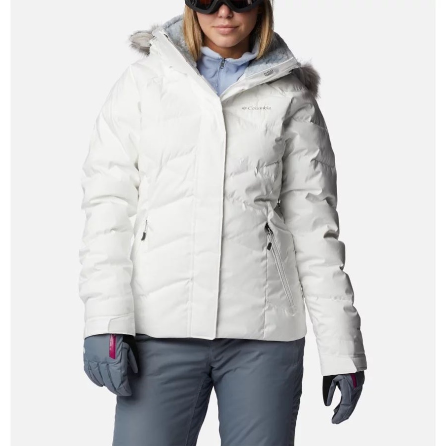 Women's Lay D Down II Waterproof Down Ski Jacket White Sheen Columbia Sale