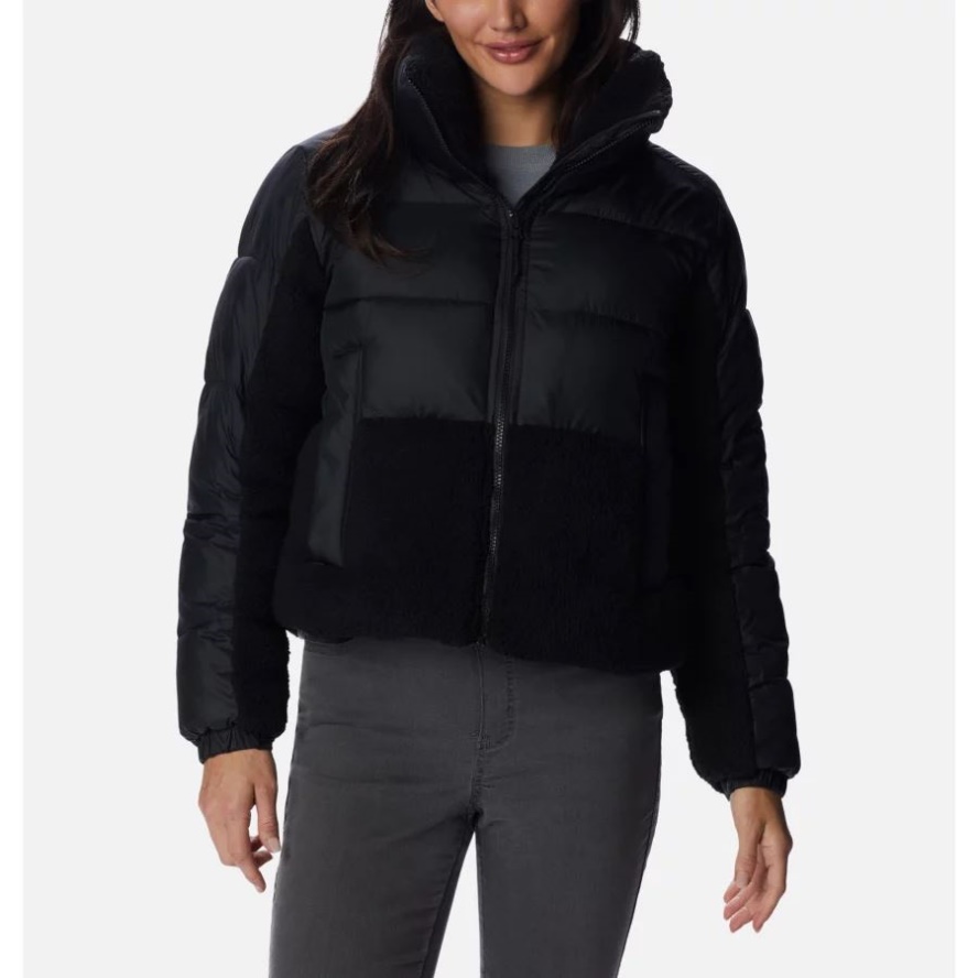 Women's Leadbetter Point Sherpa Hybrid Puffer Jacket Black Columbia Sale