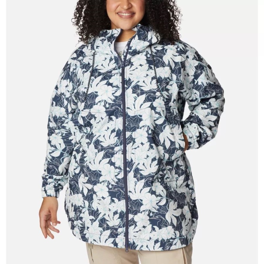 Women's Little Fields Printed Long Jacket Plus Size Nocturnal Lakeshore Floral Print Columbia Sale