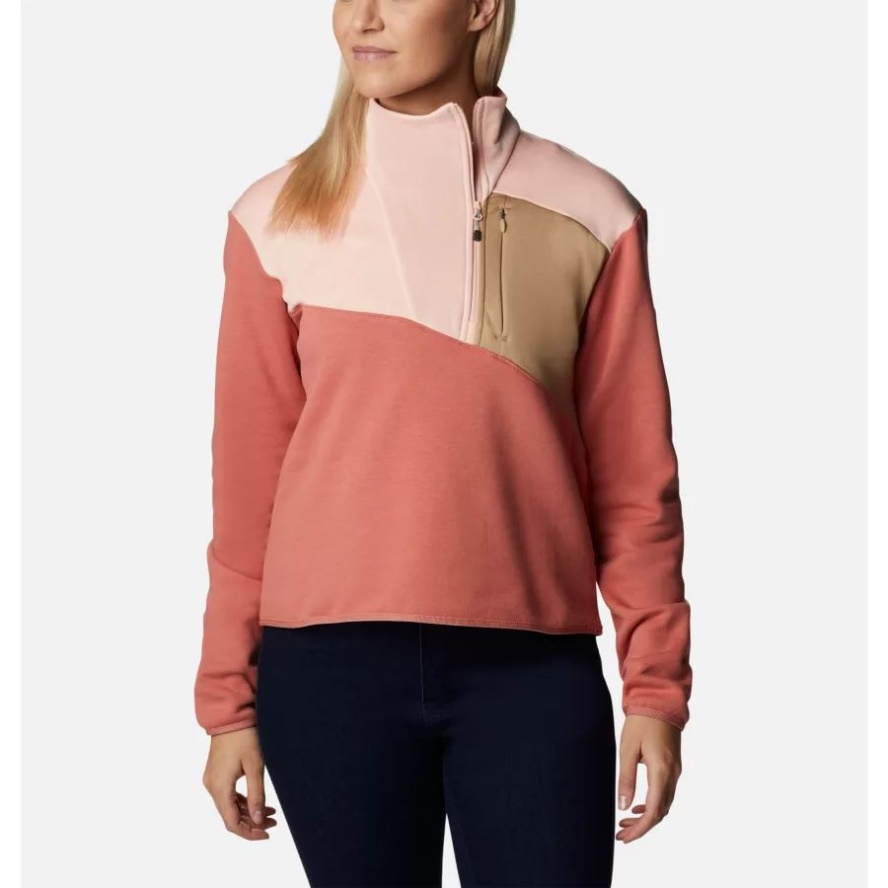 Women's Lodge Hybrid Pullover Dark Coral/Peach Blossom Columbia Sale