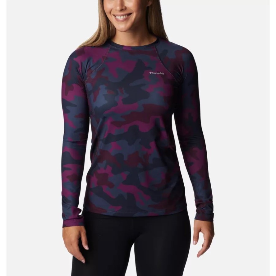 Women's Midweight Baselayer Crew Plum Trad Camo Columbia Sale