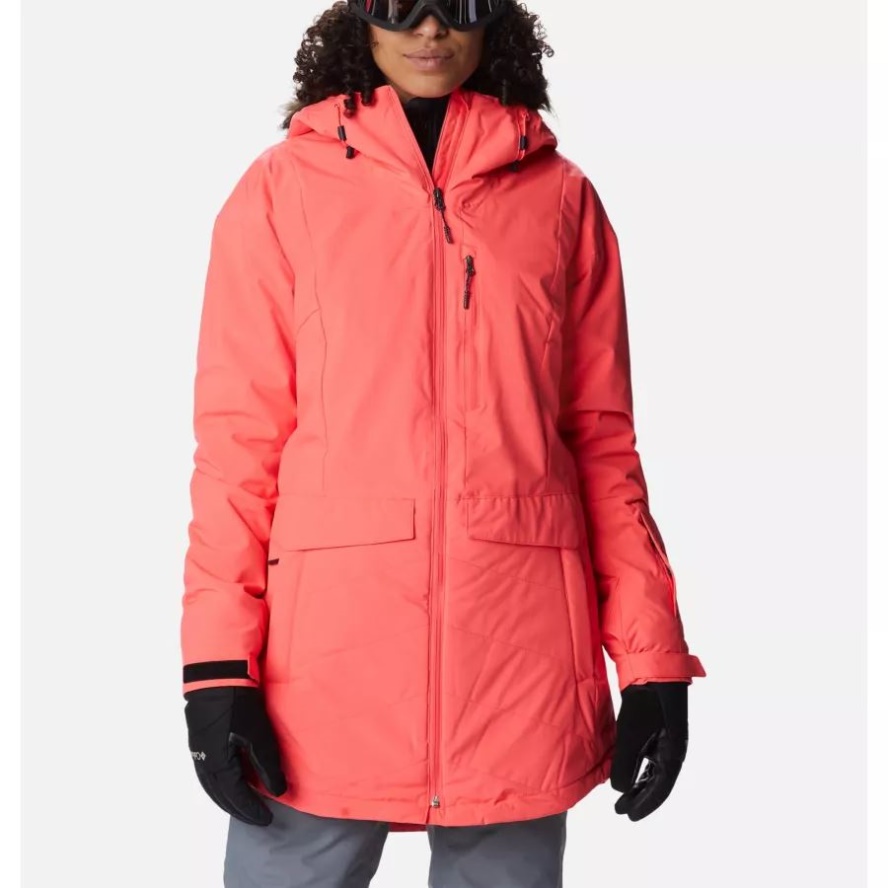 Women's Mount Bindo II Waterproof Ski Jacket Columbia Sale Neon Sunrise
