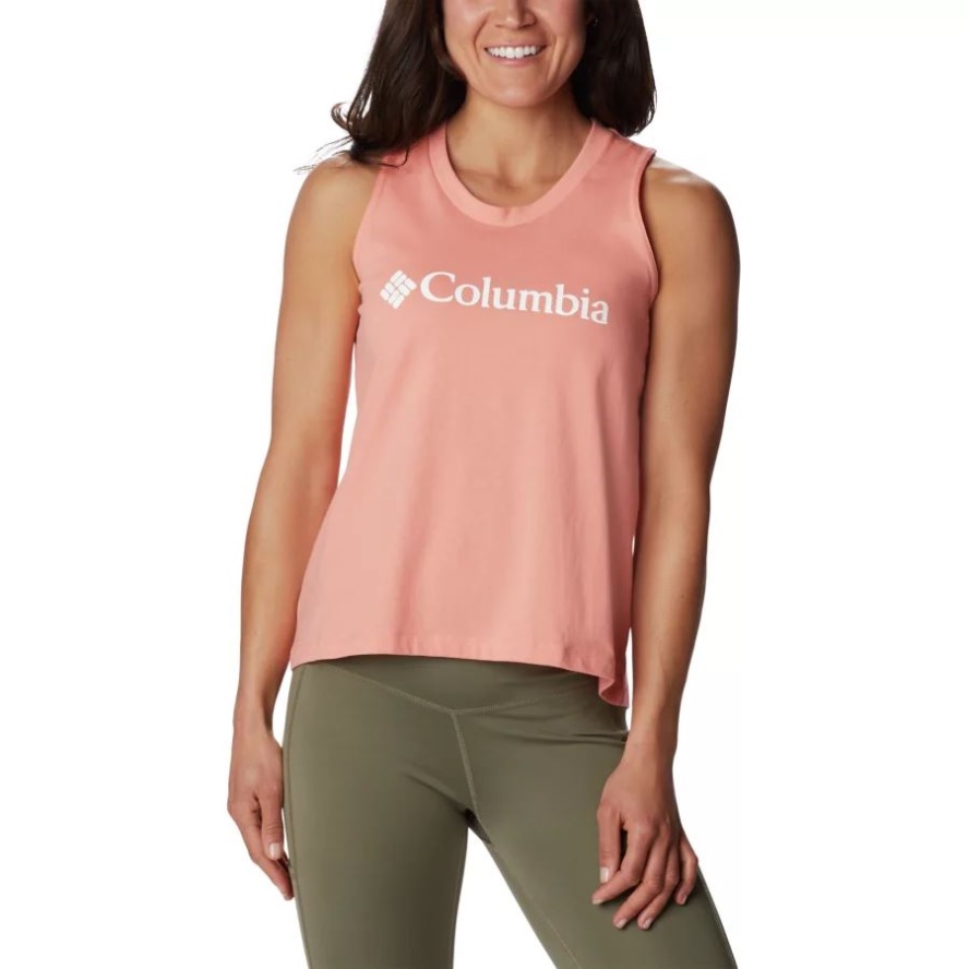 Women's North Cascades Casual Graphic Tank Top Coral Reef/White Branded Columbia Sale