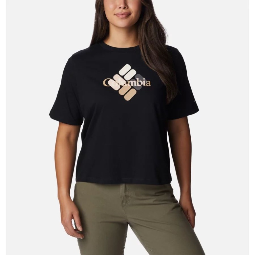Women's North Cascades Relaxed T-Shirt Columbia Sale Black/Centered Multi Gem