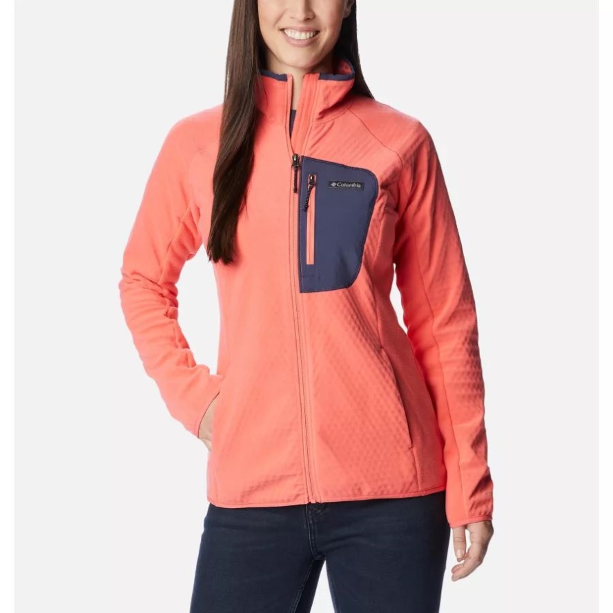 Women's Outdoor Tracks Full Zip Fleece Jacket Columbia Sale Blush Pink/Peach Blossom