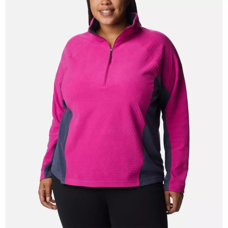 Women's Overlook Pass Half Zip Plus Size Wild Fuchsia/Nocturnal Columbia Sale
