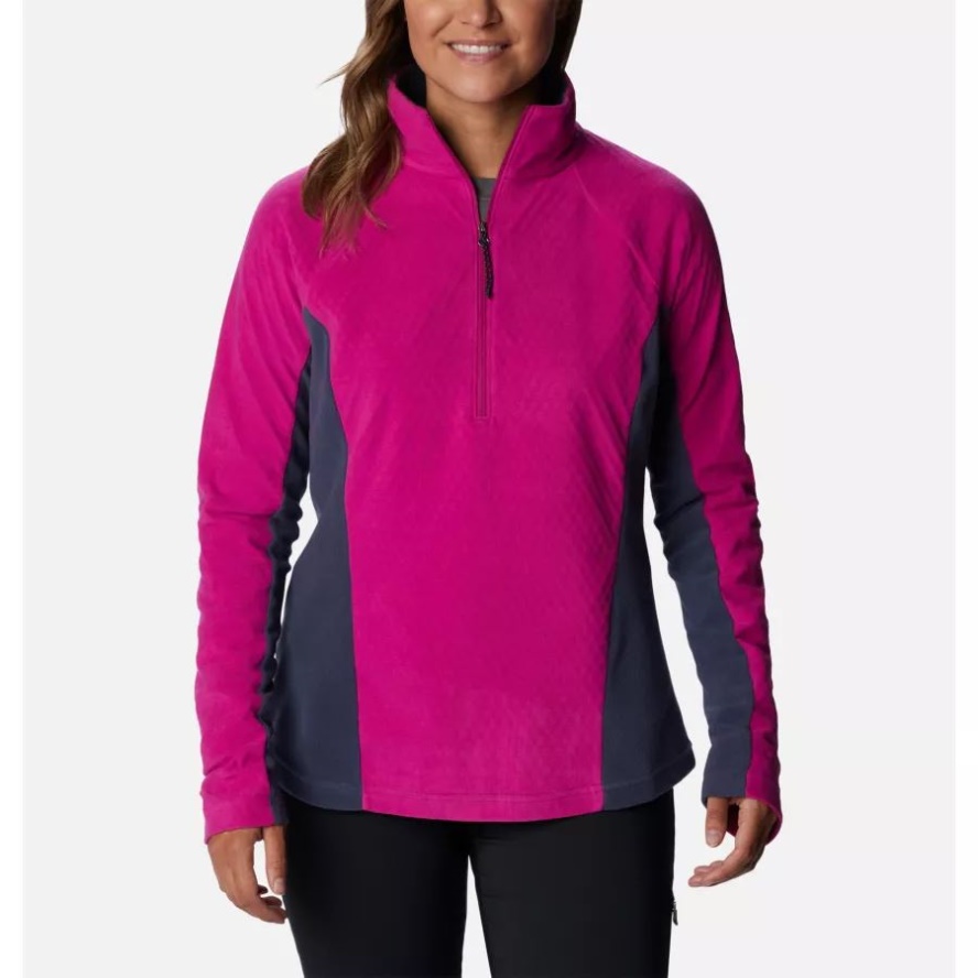 Women's Overlook Pass Half Zip Wild Fuchsia/Nocturnal Columbia Sale