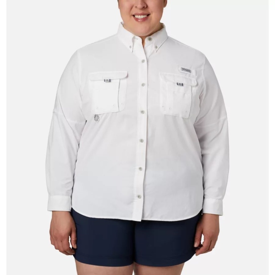 Women's PFG Bahama Long Sleeve Plus Size Columbia Sale White