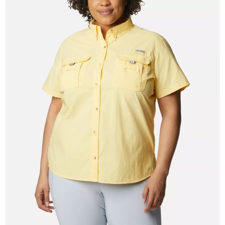 Women's PFG Bahama Short Sleeve Plus Size Columbia Sale Sweet Corn