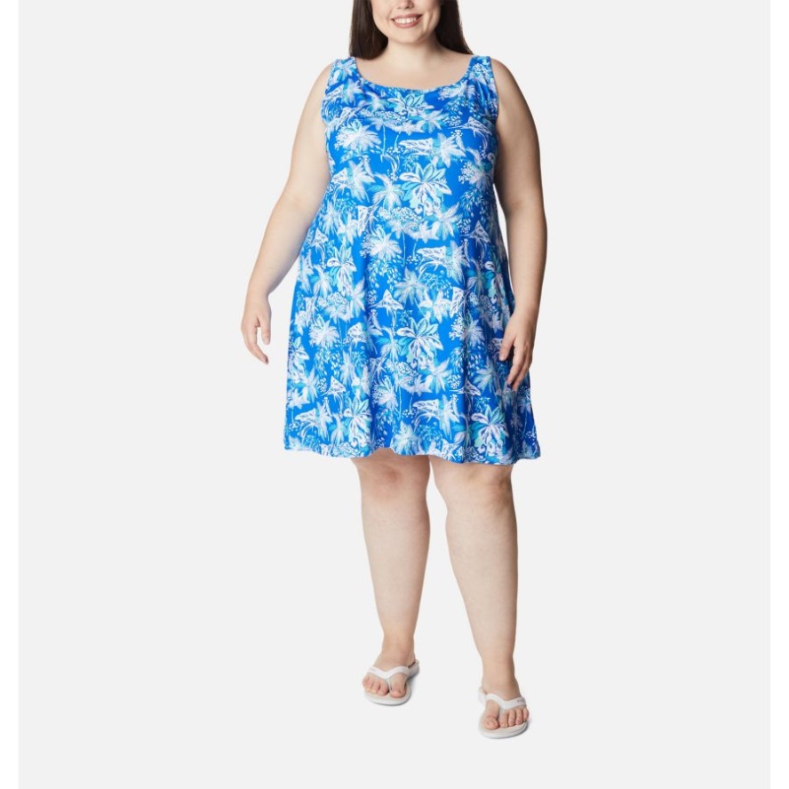Women's PFG Freezer III Dress Plus Size Blue Macaw Festive Fishin' Columbia Sale