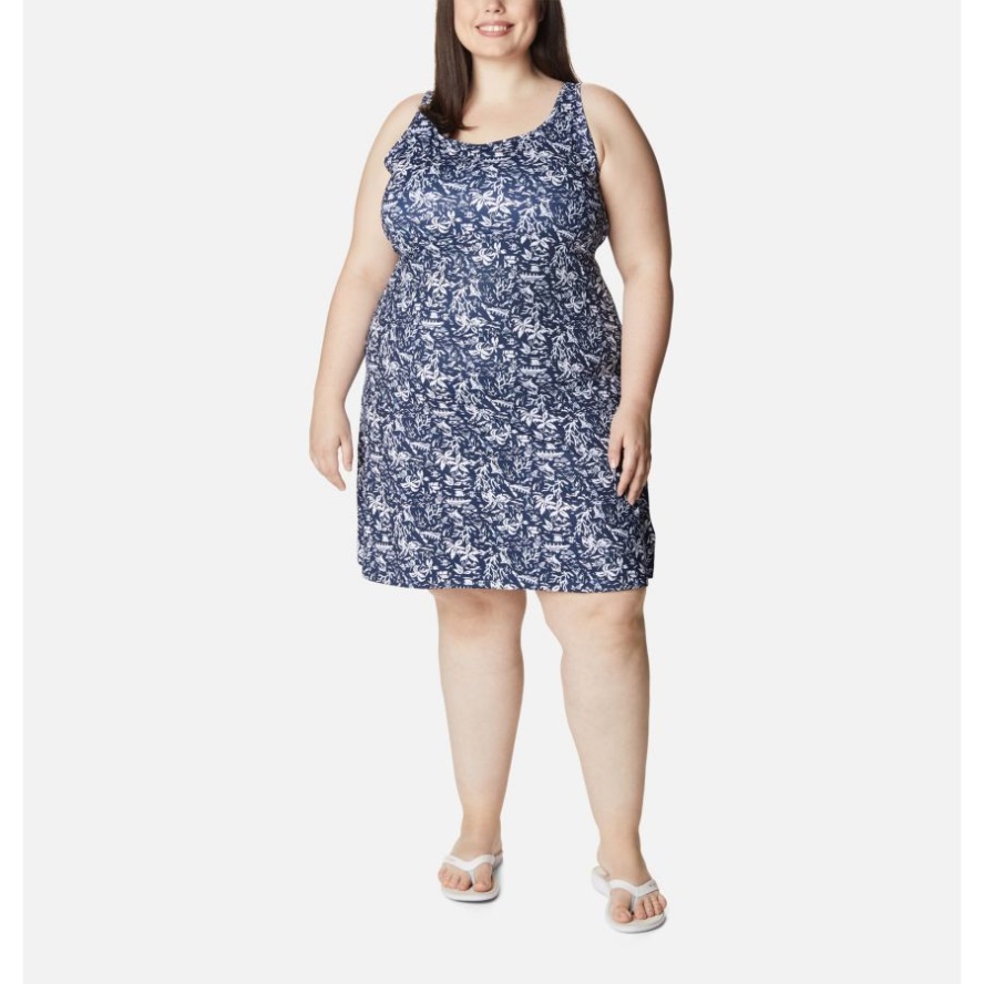 Women's PFG Freezer III Dress Plus Size Collegiate Navy Kona Print Columbia Sale