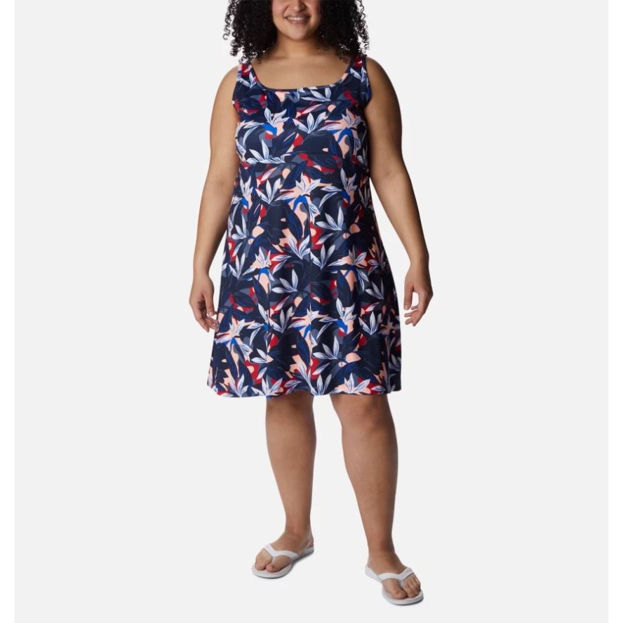 Women's PFG Freezer III Dress Plus Size Columbia Sale Collegiate Navy Hidden Paradise