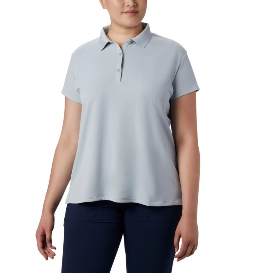 Women's PFG Innisfree Short Sleeve Polo Shirt Plus Size Cirrus Grey Columbia Sale
