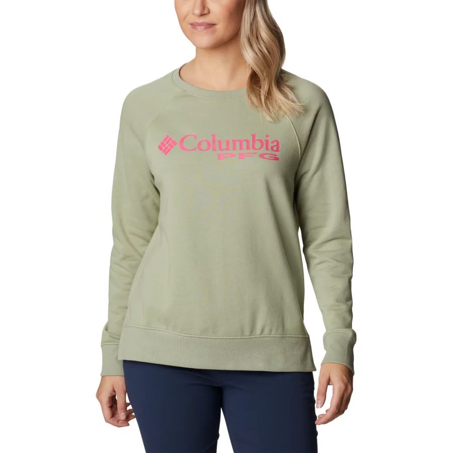 Women's PFG Slack Water French Terry Crew Sweatshirt Columbia Sale Safari