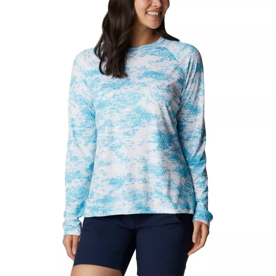 Women's PFG Super Tidal Tee Long Sleeve Atoll PFG Camo Print Columbia Sale