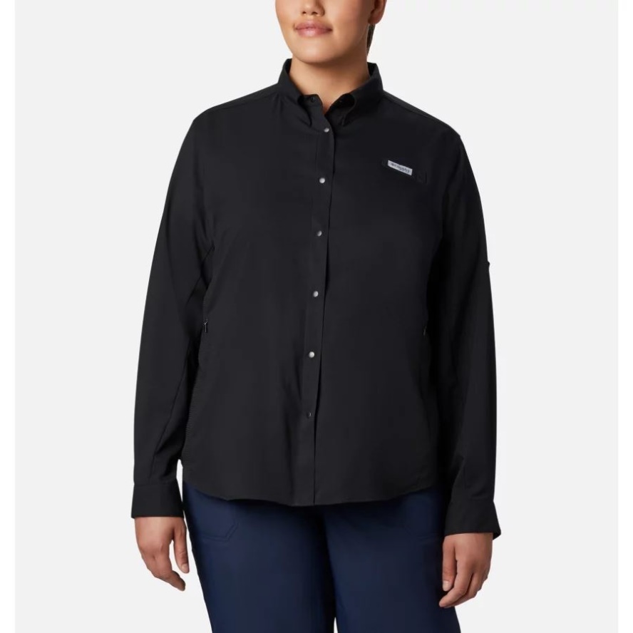 Women's PFG Tamiami II Long Sleeve Shirt Plus Size Columbia Sale Black