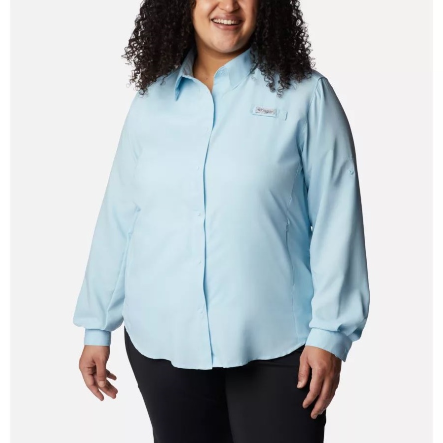 Women's PFG Tamiami II Long Sleeve Shirt Plus Size Sky Blue Columbia Sale