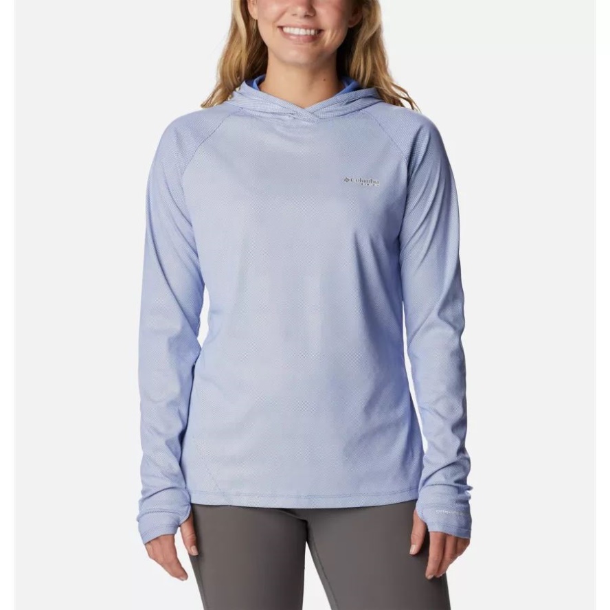 Women's PFG Tidal Deflector Ice Long Sleeve Hoodie Columbia Sale Violet Sea