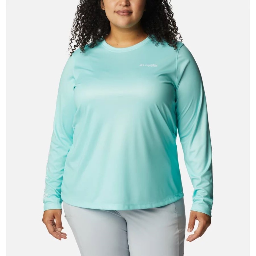Women's PFG Tidal Tee Sailfish Flair Long Sleeve Shirt Plus Size Columbia Sale Gulf Stream/Cool Grey PFG Camo
