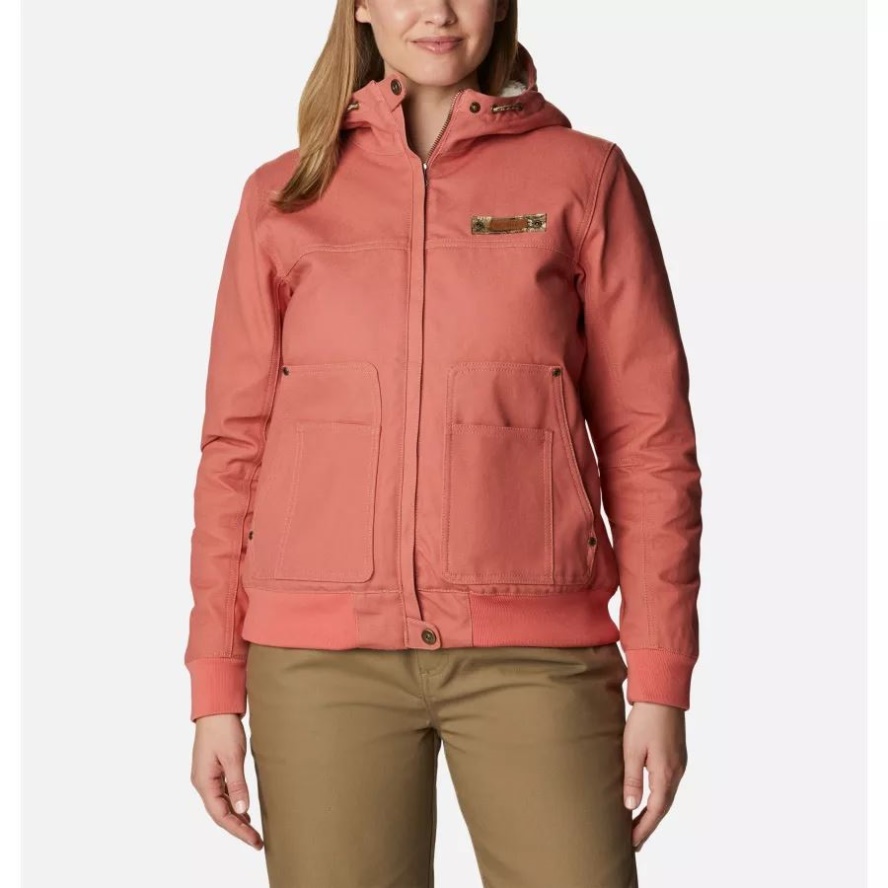 Women's PHG Roughtail Field Jacket Columbia Sale Dark Coral/Chalk Sherpa