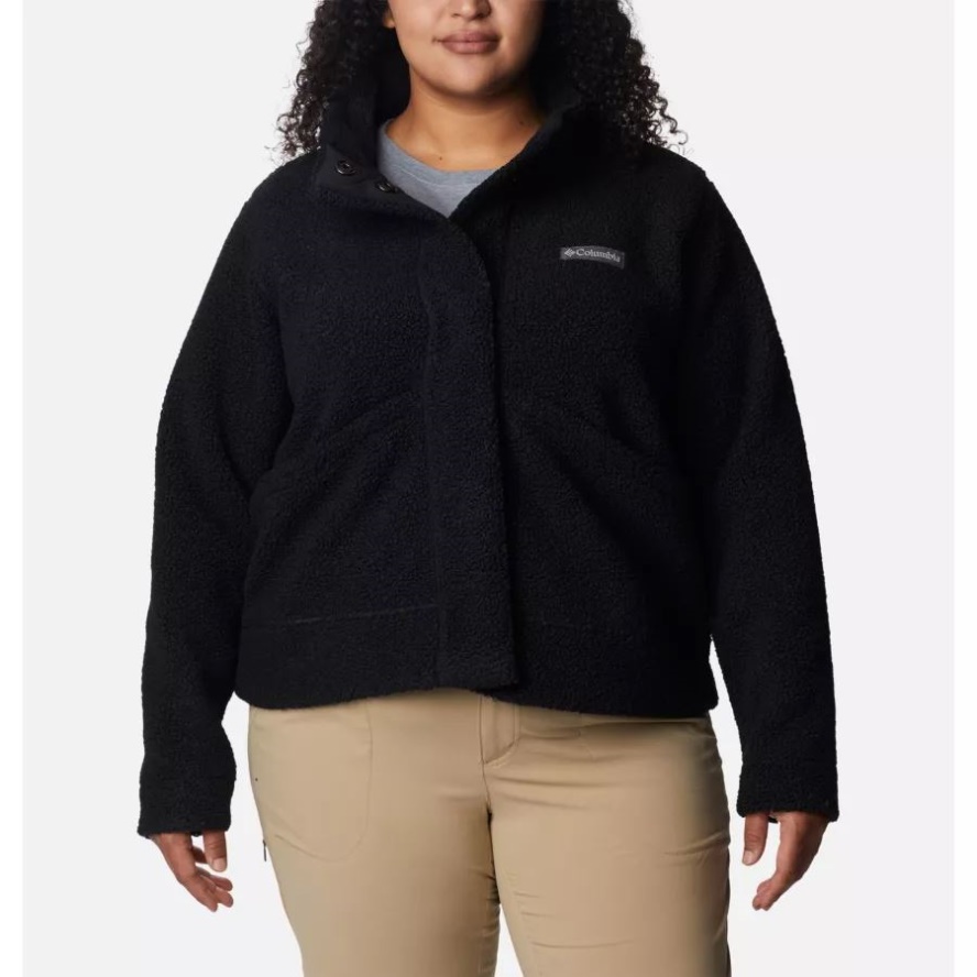 Women's Panorama Snap Fleece Jacket Plus Size Columbia Sale Black