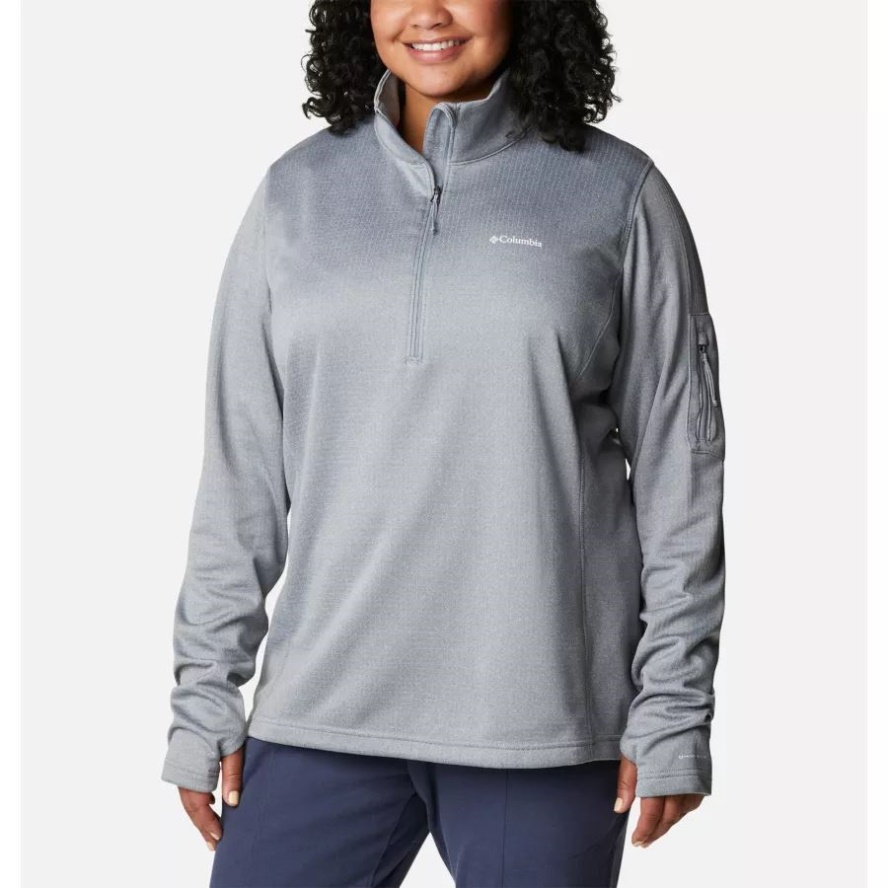 Women's Park View Grid 1/2 Zip Fleece Pullover Plus Size Cirrus Grey/Heather Columbia Sale