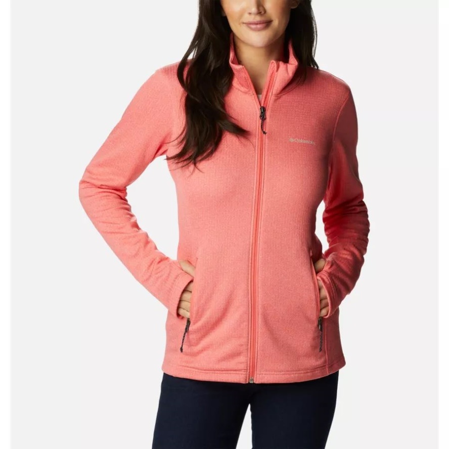 Women's Park View Grid Fleece Full Zip Blush Pink Heather Columbia Sale