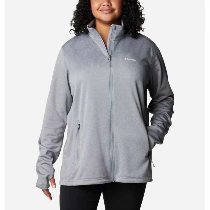 Women's Park View Grid Full Zip Fleece Pullover Plus Size Cirrus Grey/Heather Columbia Sale