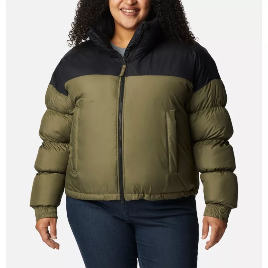 Women's Pike Lake Cropped Jacket Plus Size Stone Green/Black Columbia Sale