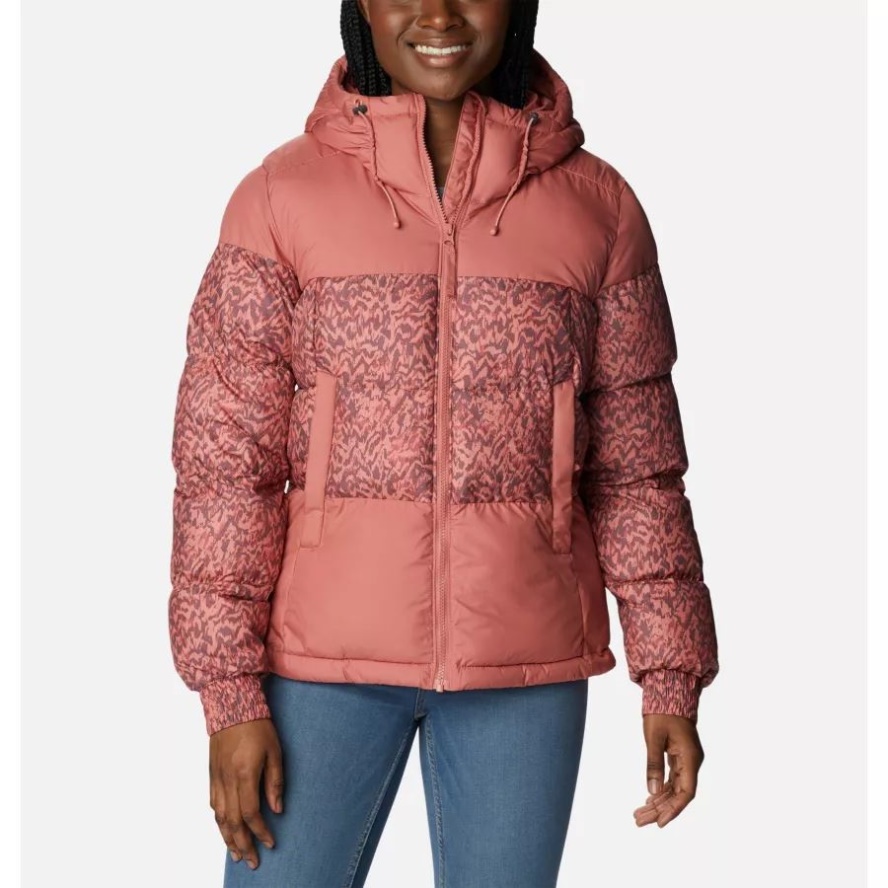 Women's Pike Lake II Insulated Jacket Columbia Sale Dark Coral/Dark Coral Terrain Print