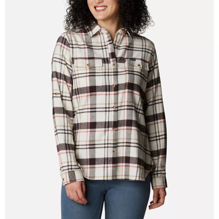 Women's Pine Street Stretch Flannel Columbia Sale Canyon Blue Multi