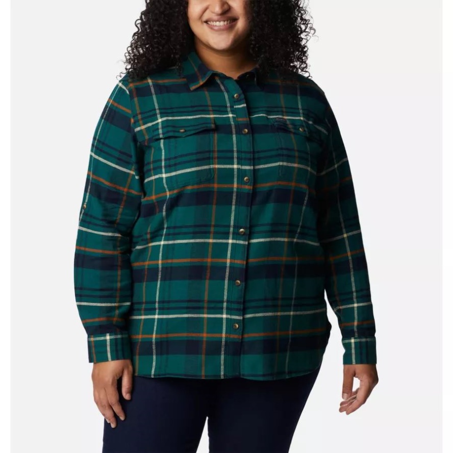 Women's Pine Street Stretch Flannel Plus Size Spruce Simple Tartan Columbia Sale