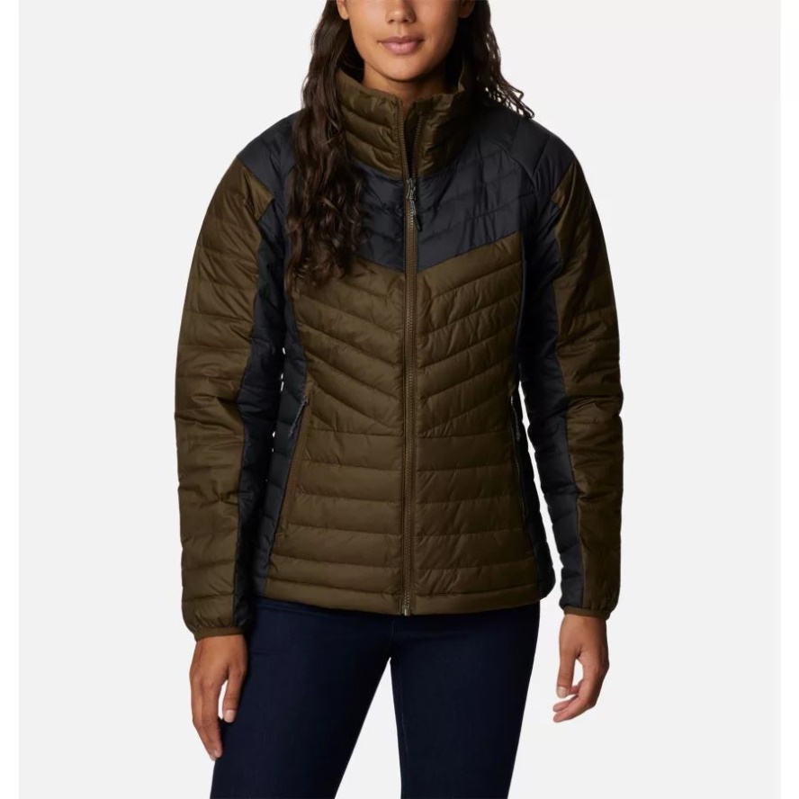 Women's Powder Lite II Full Zip Jacket Olive Green/Black Columbia Sale