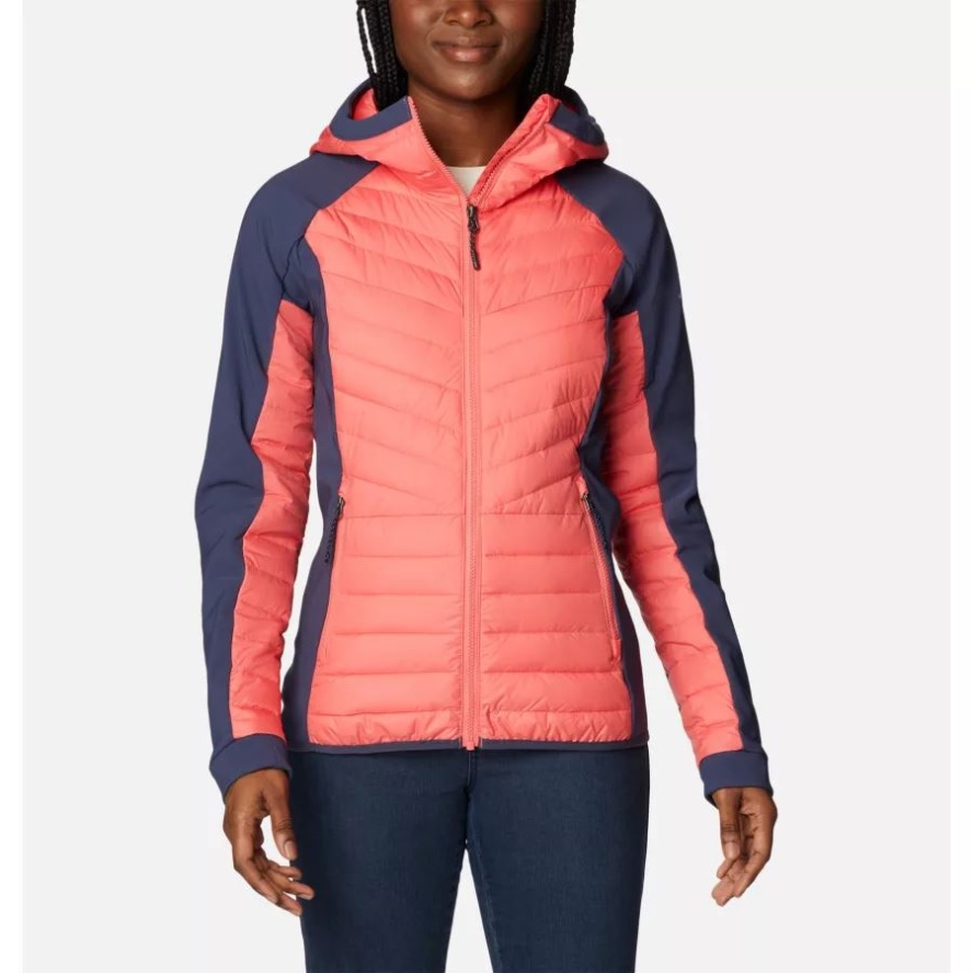 Women's Powder Lite Insulated Hybrid Hooded Jacket Columbia Sale Blush Pink/Nocturnal