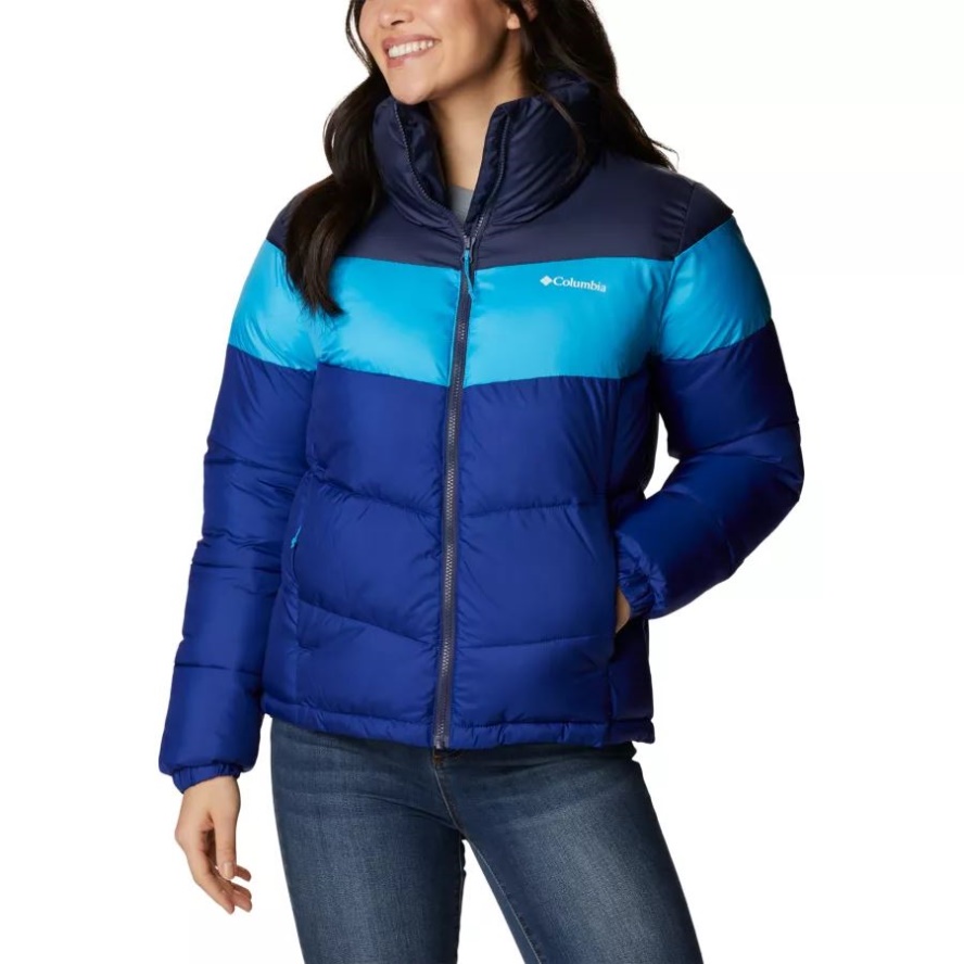 Women's Puffect Color Blocked Jacket Dark Sapphire/Blue Chill/Nocturnal Columbia Sale