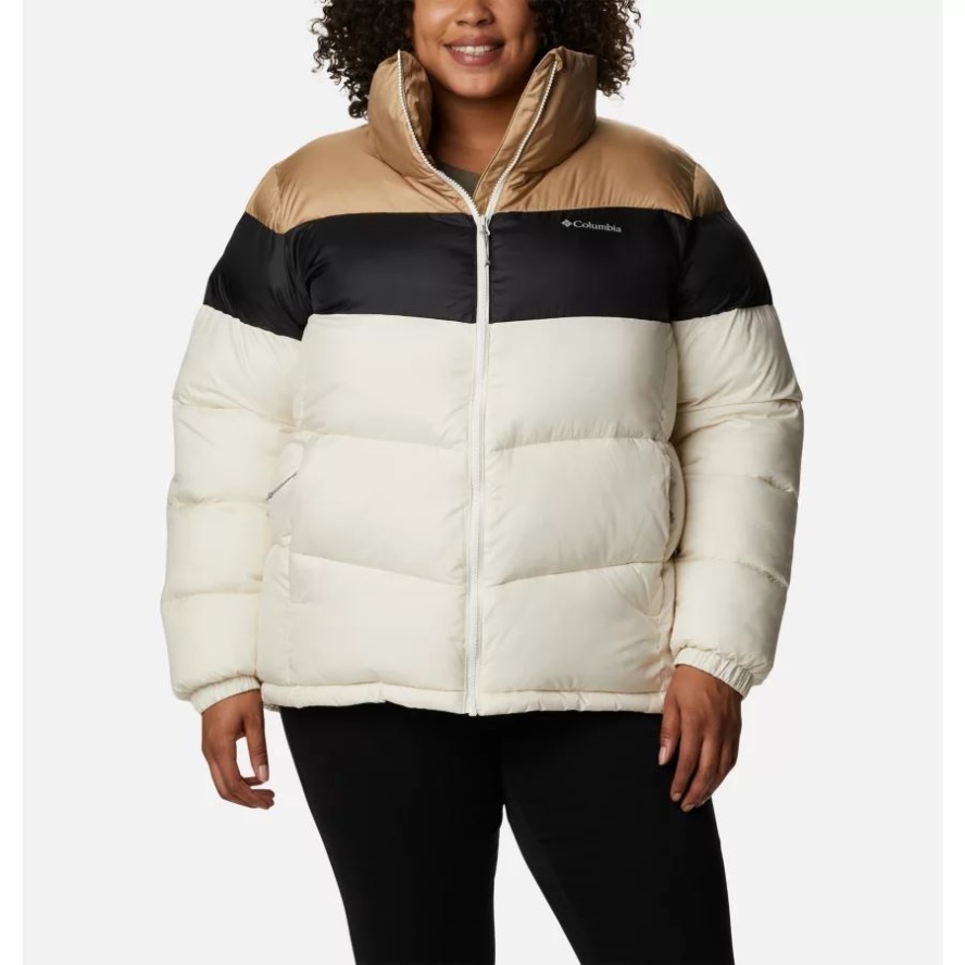 Women's Puffect Color Blocked Jacket Plus Size Columbia Sale Chalk/Black/Beach
