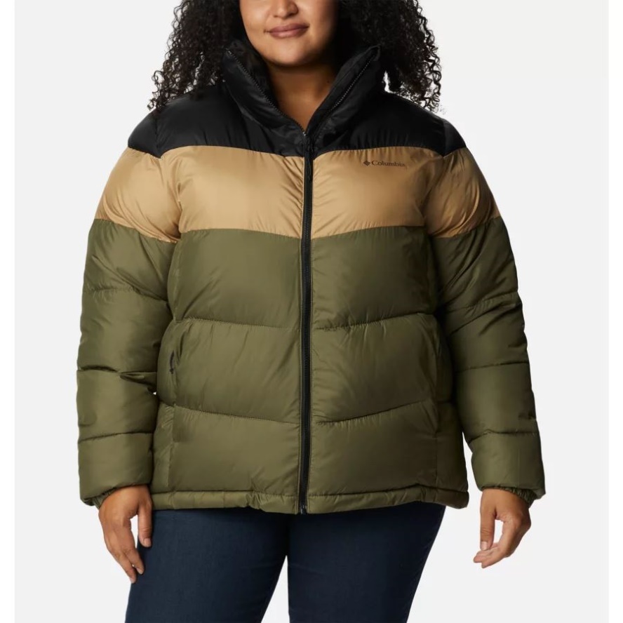Women's Puffect Color Blocked Jacket Plus Size Stone Green/Beach/Black Columbia Sale