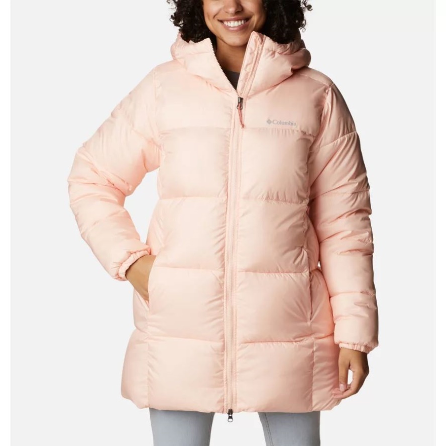 Women's Puffect Hooded Mid Puffer Jacket Peach Blossom Columbia Sale