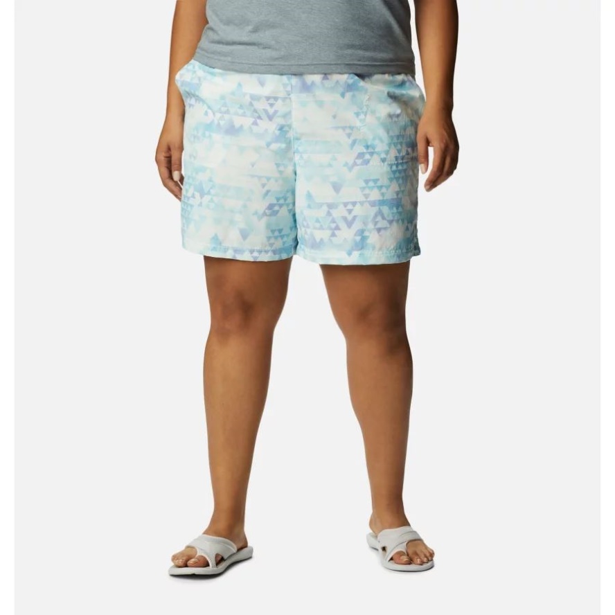 Women's Sandy River II Printed Shorts Plus Size Columbia Sale Spring Blue/Distant Peaks