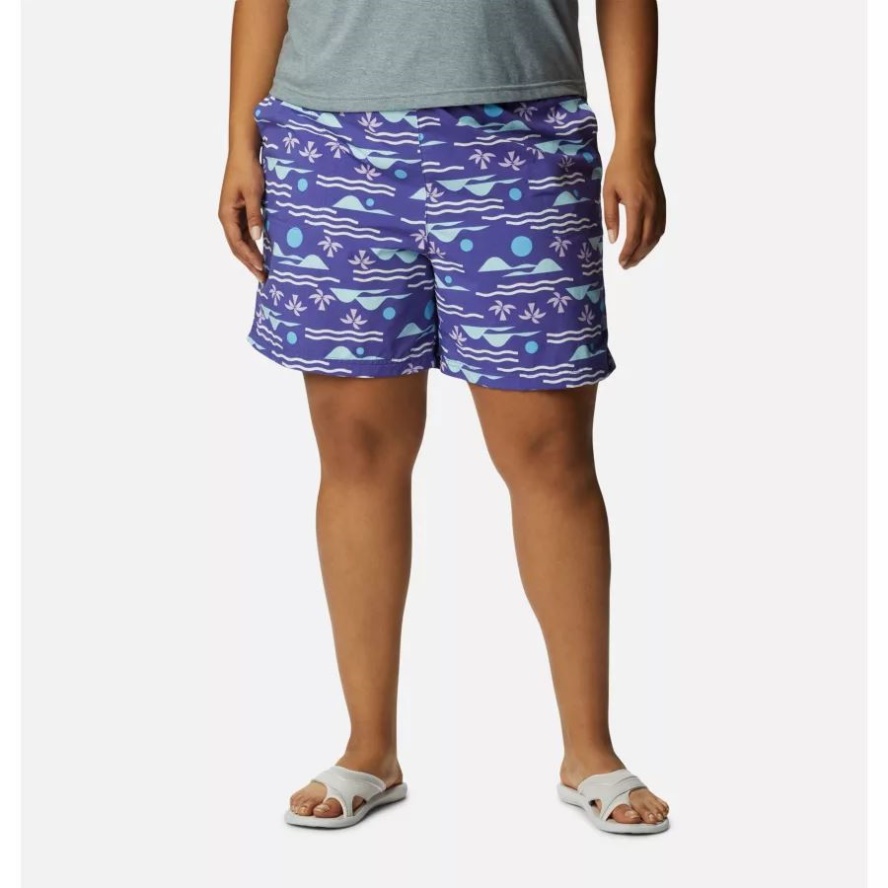 Women's Sandy River II Printed Shorts Plus Size Purple Lotus/Seaside Multi Columbia Sale