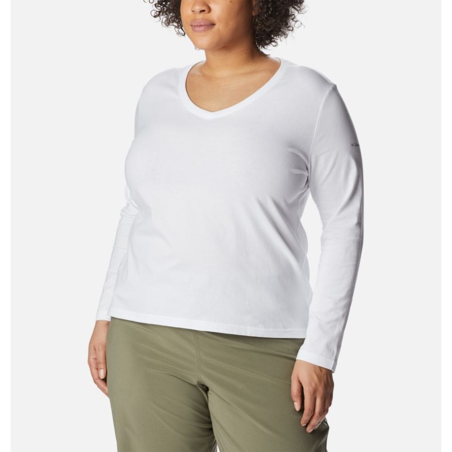 Women's Sapphire Point Long Sleeve Shirt Plus Size White Columbia Sale