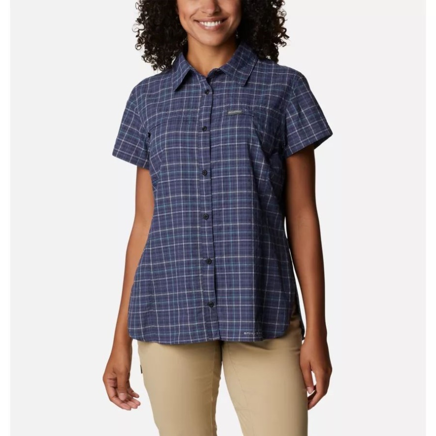 Women's Silver Ridge Novelty Short Sleeve Shirt Nocturnal Elevation Grid Columbia Sale