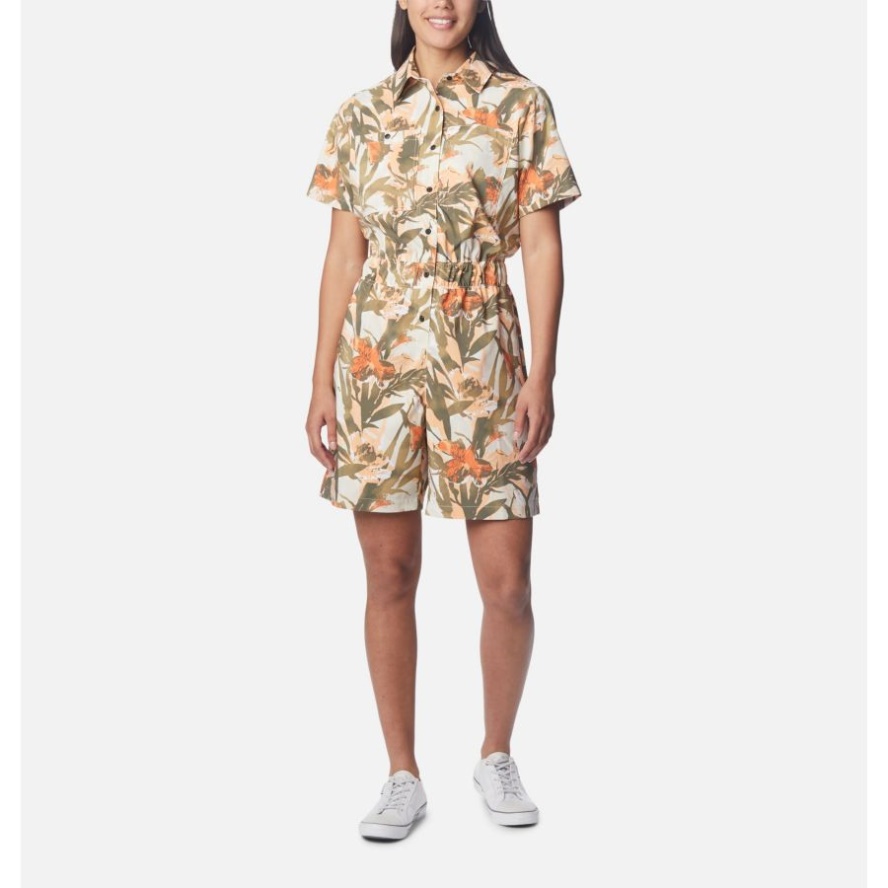 Women's Silver Ridge Utility Romper Columbia Sale Chalk/Floriculture